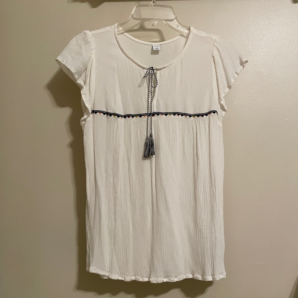 Elegant Cream Women's Blouse with Tassel